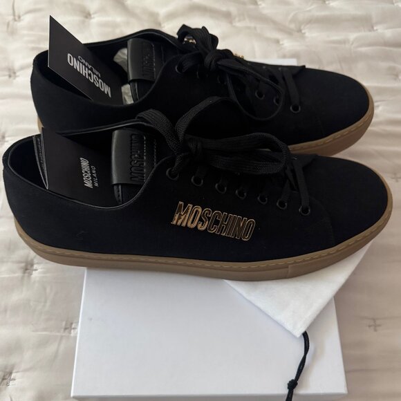 NWT - Moschino - Black Logo Plaque Sneakers - Size 44IT / 11US - Picture 8 of 14